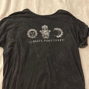 Caution to the Wind “Radiate Positivity” Oversized Distressed top